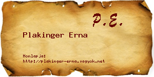 Plakinger Erna névjegykártya